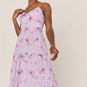 Francesca's Collections Lavender Floral Maxi Dress